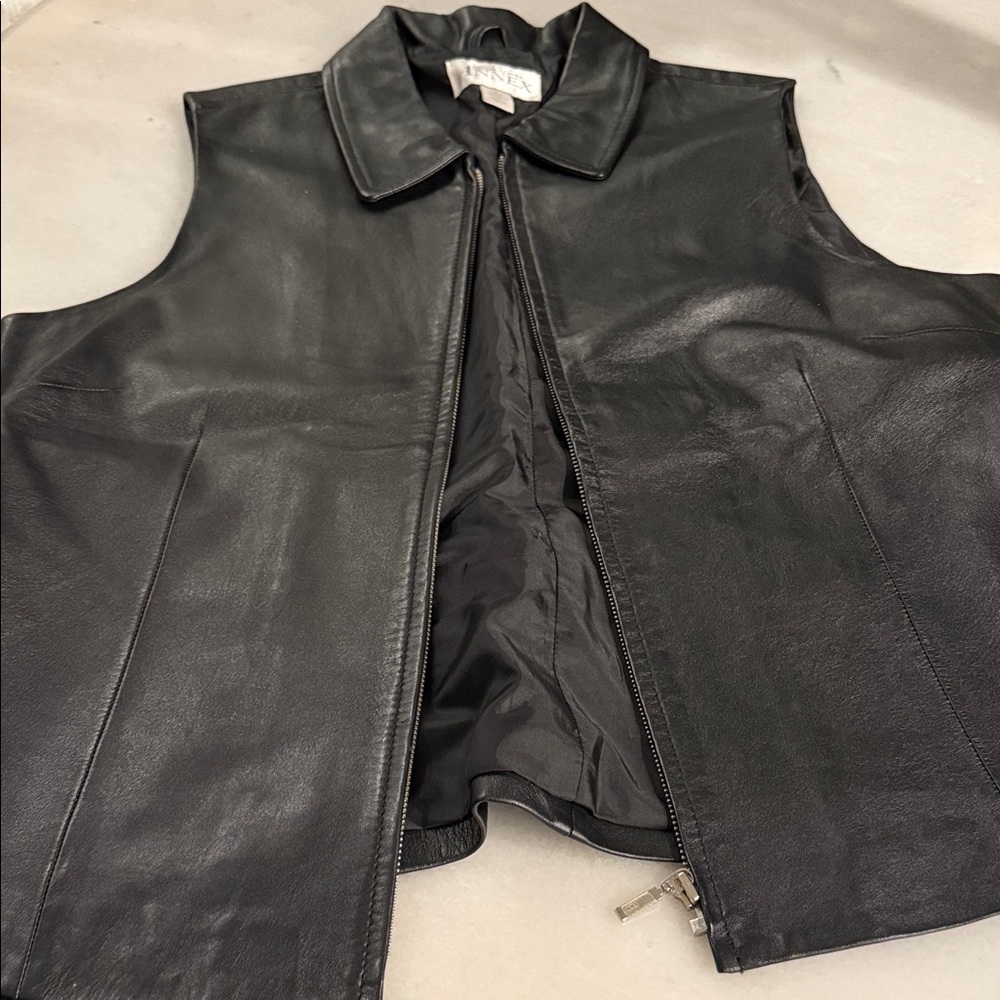 Casual Corner Black Leather Vest